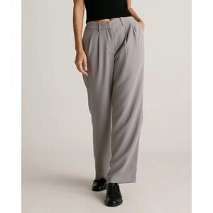 Quince Stretch Crepe Pleated Wide Leg Pants Womens Trousers 8 M Coastal Grey